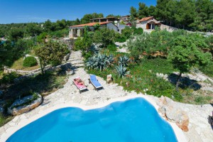 View of luxury villa with pool near Milna, on Brac island, Croatia