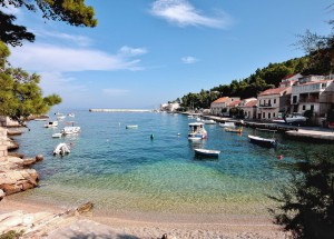 Scenic beach view in Korcula, Croatia