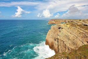 Scenic view of seaside cliff in Portugal, Algarve