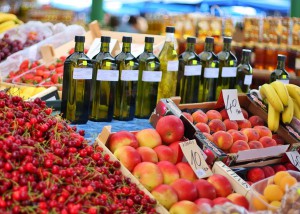 Organically grown seasonal products in Rovinj Market, Croatia