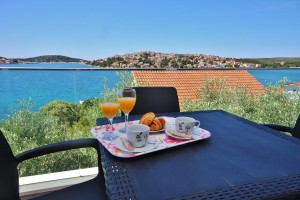 Seaview terrace from villa with pool near Split